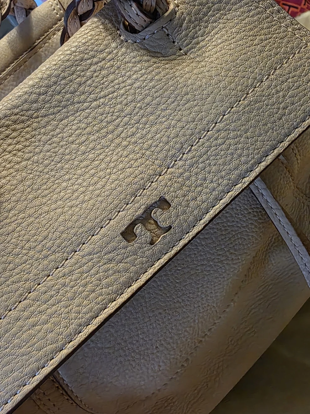 Tory Burch Blush Leather Tote with Braided Handles